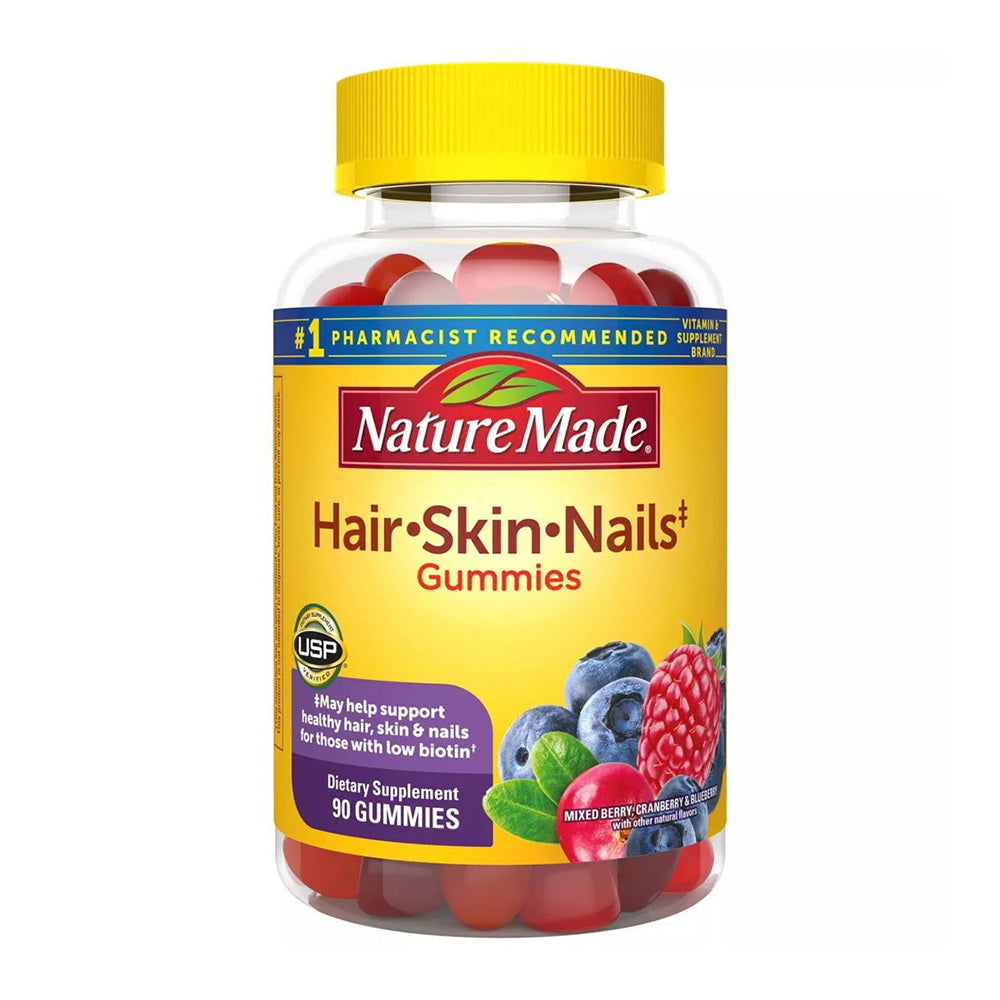 Nature Made Hair, Skin, Nails Adult Gummies, Mixed Berry, Cranberry & Blueberry 90 Ea