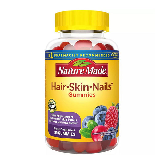 Nature Made Hair, Skin, Nails Adult Gummies, Mixed Berry, Cranberry & Blueberry 90 Ea