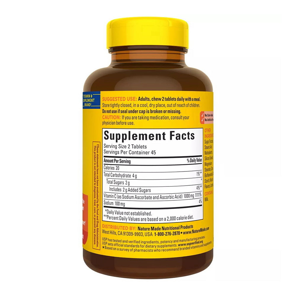 Nature Made Extra Strength Dosage Chewable Vitamin C 1000 Mg, 90 Tablets