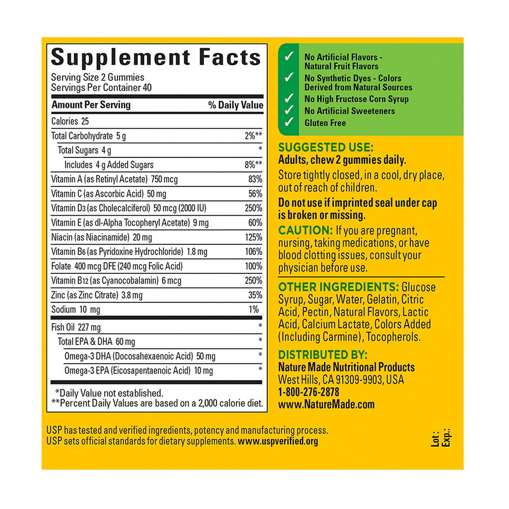 Nature Made Multivitamin + Omega-3, 80 Gummies