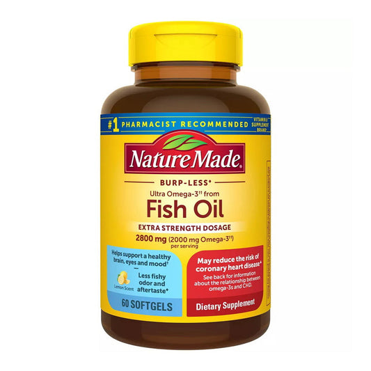Extra Strength Burp-Less Omega 3 Fish Oil 2800 Mg, Helps Support Healthy Heart, Brain, Eyes, Mood