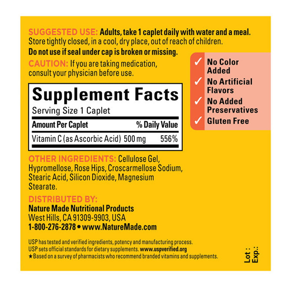 Nature Made Vitamin C 500 Mg Tablets With Rose Hips 130 Tablets
