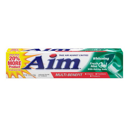 Aim Whitening Anticavity Fluoride Toothpaste Gel Fresh Mint - 5.5 Oz