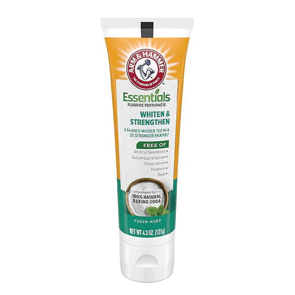 Arm & Hammer Essentials Whiten & Strengthen Fluoride Toothpaste Fresh Mint - 4.3 Oz Tube