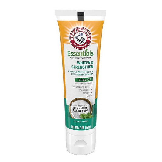 Arm & Hammer Essentials Whiten & Strengthen Fluoride Toothpaste Fresh Mint - 4.3 Oz Tube