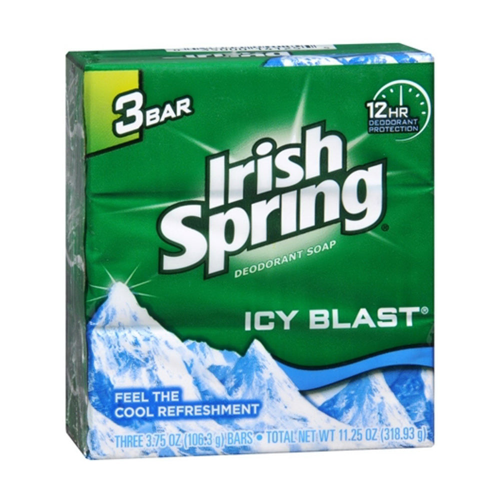 Irish Spring Deodorant Bar Soap, Icy Blast - 3.75 Oz,3 Count