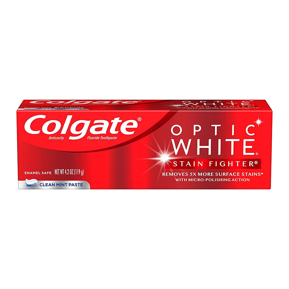 Colgate Optic White Stain Fighter Stain Removal Toothpaste, Clean Mint, 4.2 Oz