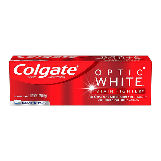 Colgate Optic White Stain Fighter Stain Removal Toothpaste, Clean Mint, 4.2 Oz