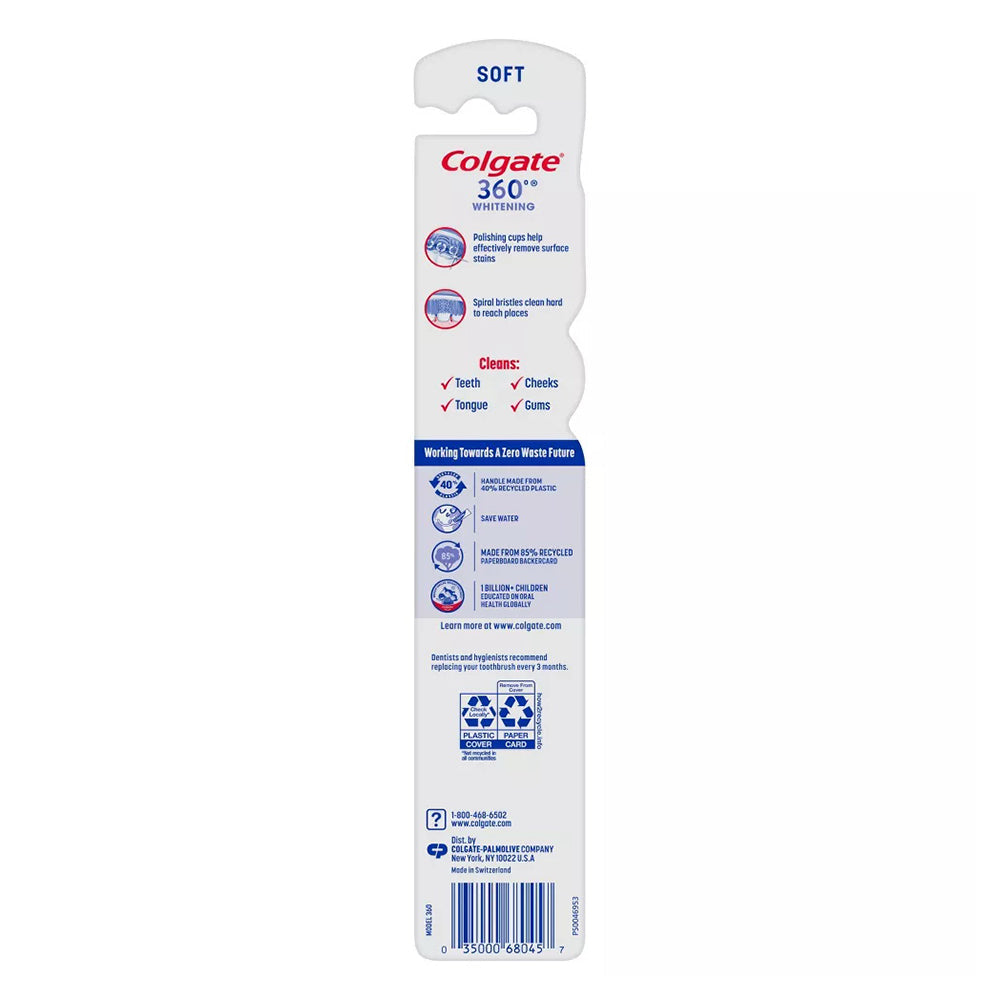 Colgate 360 Optic White Full Head Toothbrush, Soft - 1 Ea