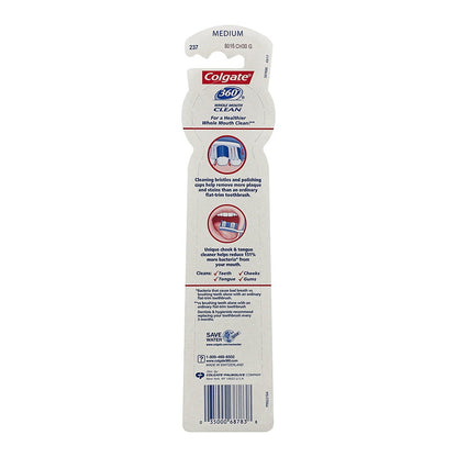 Colgate 360????? Toothbrush With Tongue And Cheek Cleaner, Medium - 2 Count