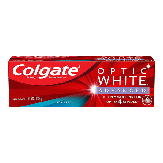 Colgate Optic White Advanced Whitening Toothpaste, Icy Fresh, 3.2 Oz