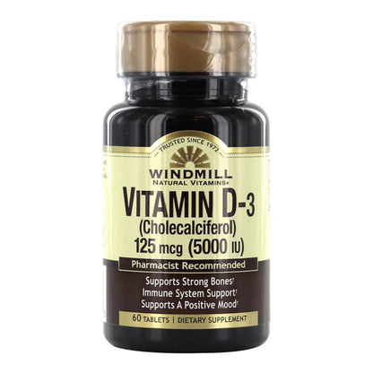 Windmill Vitamin D-3 5000 Iu Tablets, 60 Ea