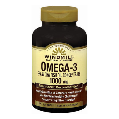 Windmill Natural Omega Iii Epa + Dha Fish Oil Concentrate 1000 Mg Softgels 90 Soft Gels
