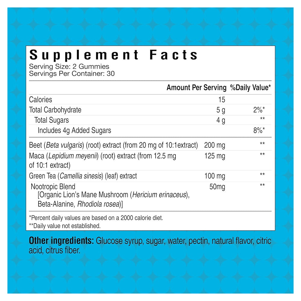 Cybergenics Pre Workout Gummies, Blue Raspberry - 60 Gummies