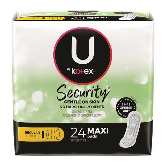 U By Kotex Maxi Pads, Regular, Unscented 24 Ea