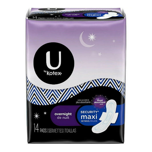 U By Kotex Security Maxi Pads, Overnight 14 Ea