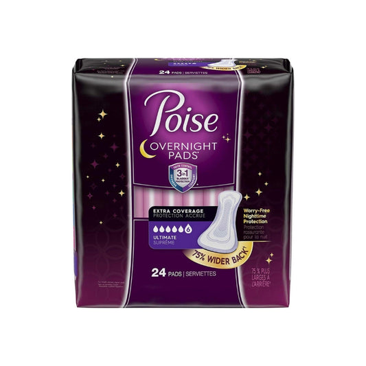 Poise Incontinence Overnight Pads, 24 Ea