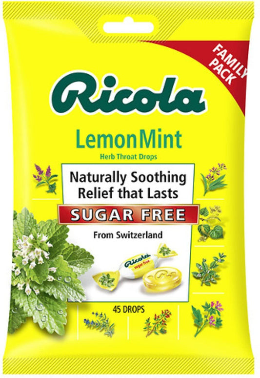 Ricola Herb Throat Drops, Sugar Free, Lemon Mint 45 Ea