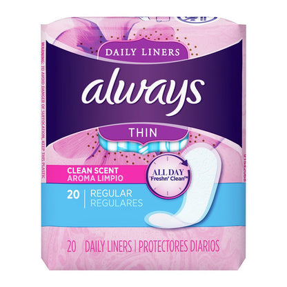 Always Scented Regular Thin Pantiliner - 20 Count Per Pack