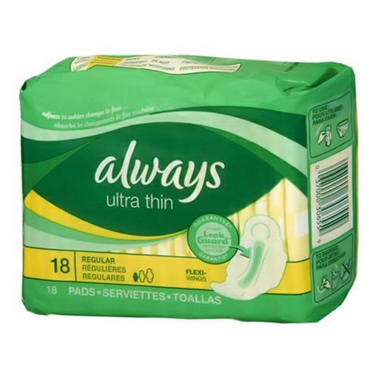 Always Maxi Ultra Thin Flexi-Wings Regular Pads - 18 Ea