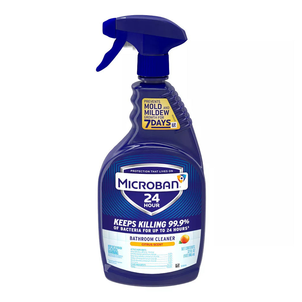 Microban 24 Hour Bathroom Cleaner And Sanitizing Spray, Citrus Scent, 32 Fl Oz