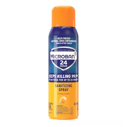 Microban Citrus Scent 24 Hour Disinfectant Sanitizing Spray - 15 Oz