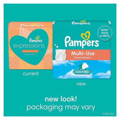 Pampers Multi-Use Baby Wipes Fliptop Pack, Clean Breeze 56 Count
