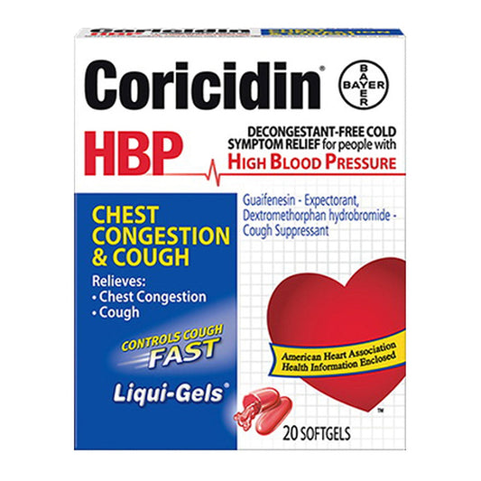 Coricidin Hbp Chest Congestion & Cough Liquid Gels - 20 Ea