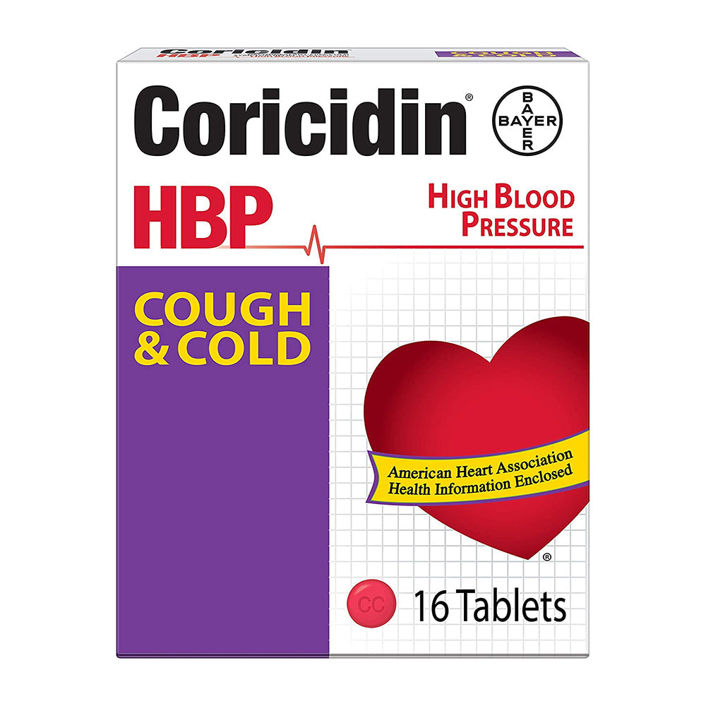 Coricidin Hbp Antihistamine Cough & Cold Suppressant Tablets, 16 Count