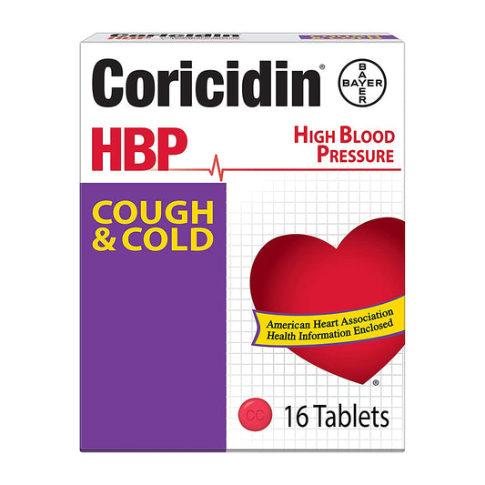 Coricidin Hbp Antihistamine Cough & Cold Suppressant Tablets, 16 Count