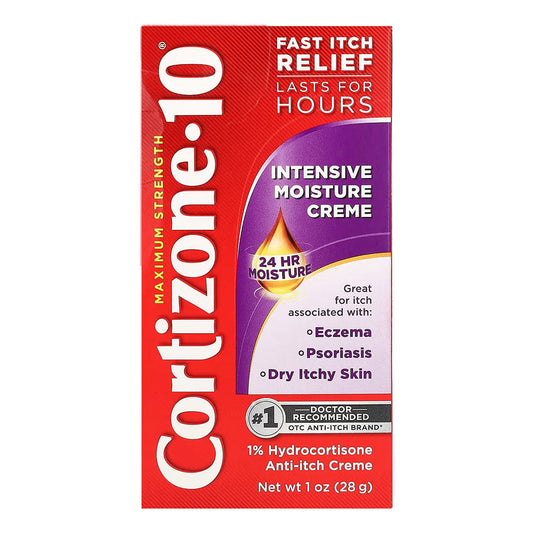 Cortizone 10 Maximum Strength Intensive Moisture Anti-Itch Cream, 1% Hydrocortisone, 1 Oz.