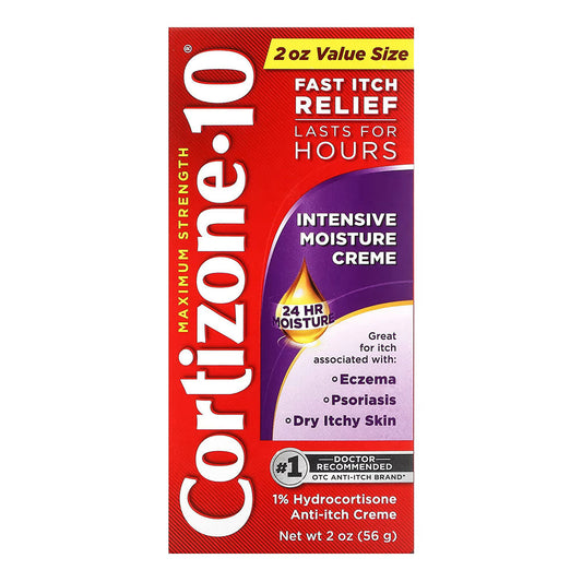 Cortizone 10 Maximum Strength Intensive Moisture Anti-Itch Cream, 1% Hydrocortisone, 2 Oz.