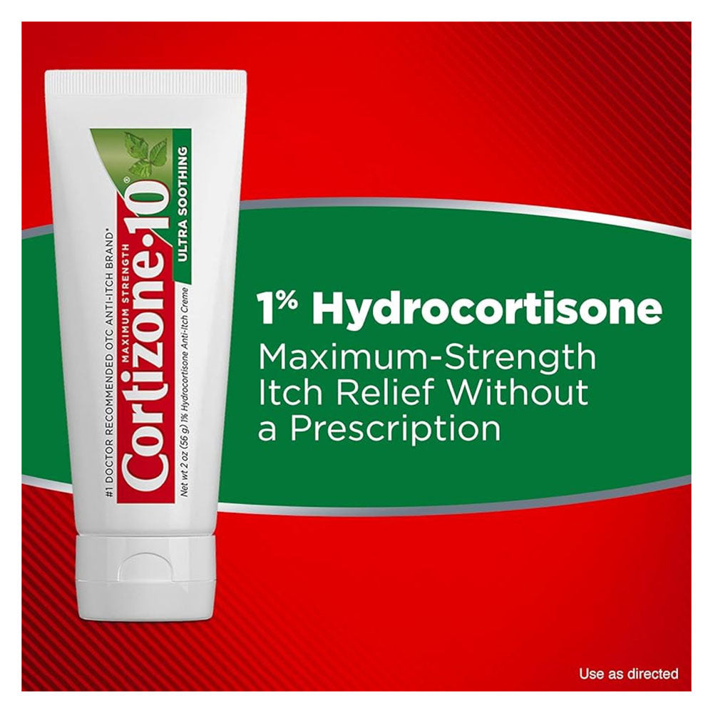 Cortizone 10 Maximum Strength Ultra Soothing Anti-Itch Cream, 1% Hydrocortisone Creme, 2 Oz.