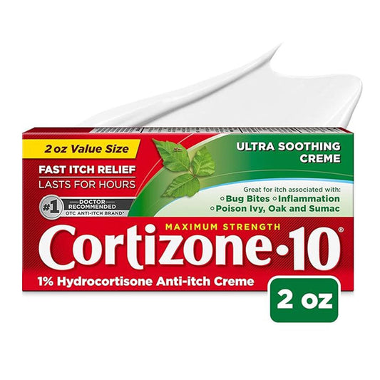 Cortizone 10 Maximum Strength Ultra Soothing Anti-Itch Cream, 1% Hydrocortisone Creme, 2 Oz.