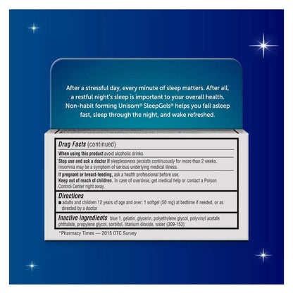 Unisom Sleep Gels, Nighttime Sleep-Aid, 50 Mg