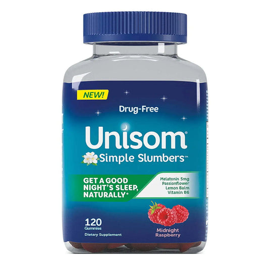 Unisom Simple Slumbers Drugfree Sleep Aid Gummies Melatonin 5Mg Midnight Raspberry,120 Count