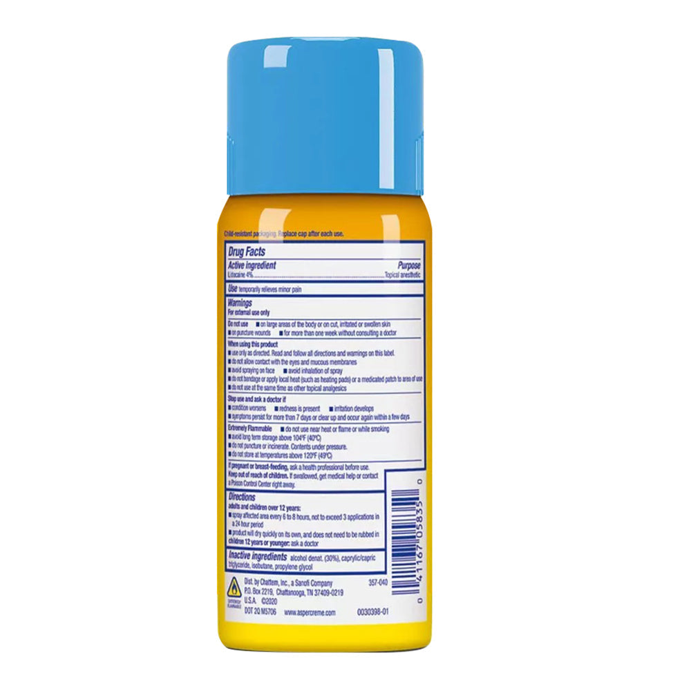 Aspercreme Odor Free Max Strength Lidocaine Pain Relief Dry Spray - 4 Oz
