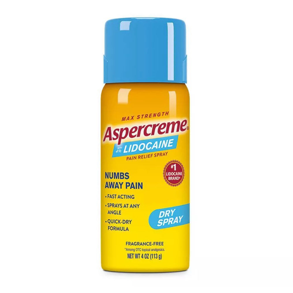 Aspercreme Odor Free Max Strength Lidocaine Pain Relief Dry Spray - 4 Oz