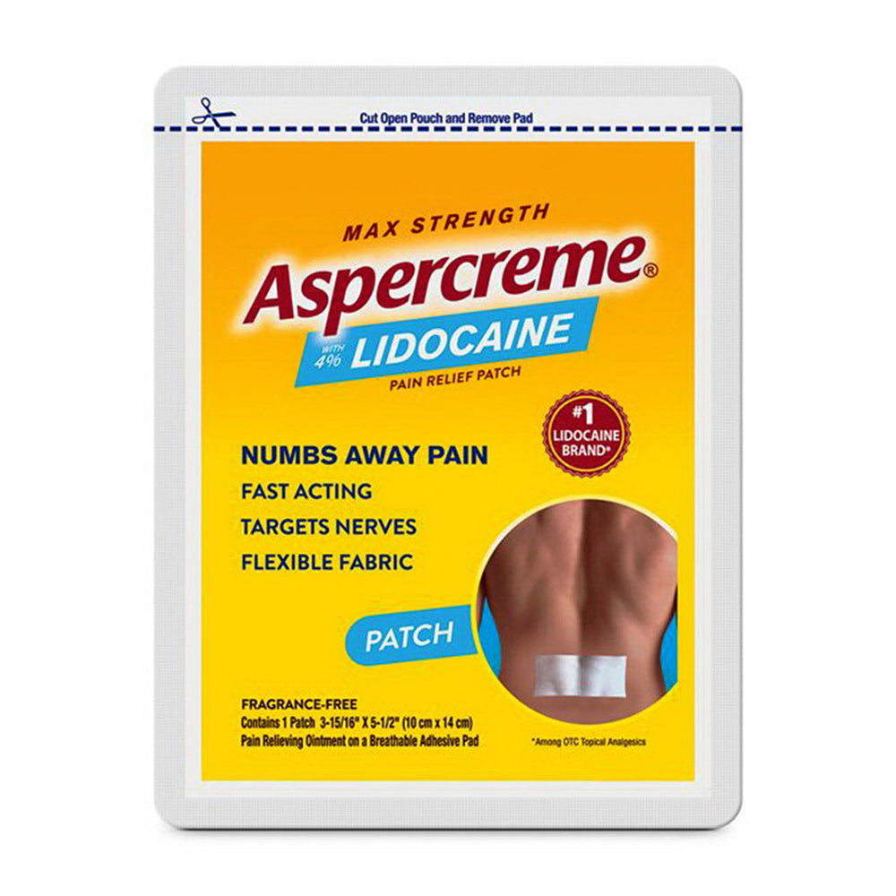 Aspercreme Max Strength Lidocaine Pain Relief Patch For Back Pain - 1 Count
