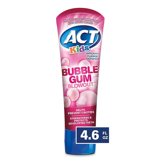 Act Kids Fluoride Toothpaste, Bubblegum Blowout, 4.6 Oz