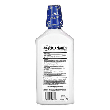Act Dry Mouth Anticavity Zero Alcohol Fluoride Mouthwash, Soothing Mint, 33.8 Fl. Oz.