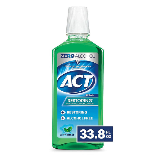 Act Restoring Zero Alcohol Fluoride Mouthwash 33.8 Fl. Oz.