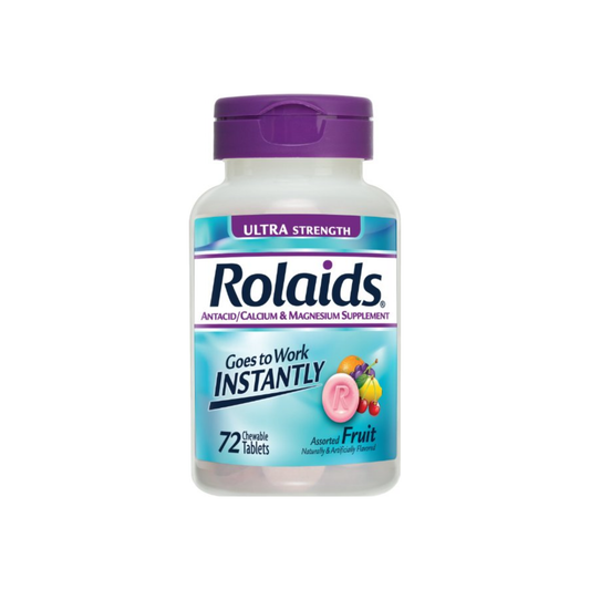 Rolaids Antacid Calcium & Magnesium Supplement Ultra Strength Tablets, Fruit 72 Ea