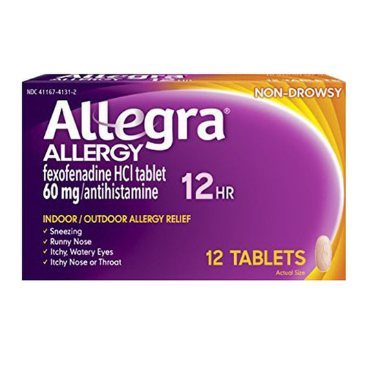 Allegra 12 Hour Allergy Relief Fexofenadine 60 Mg Tablets - 12 Ea