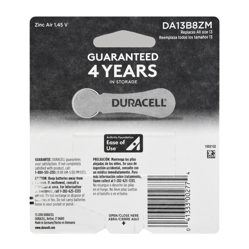 Duracell Hearing Aid Batteries [13] 8 Ea