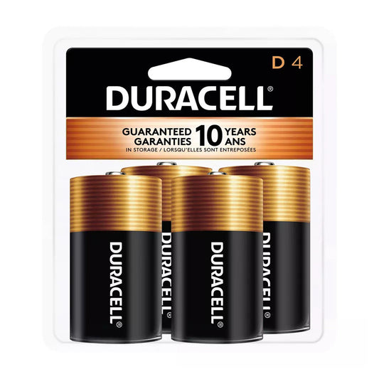 Duracell Coppertop D Alkaline Batteries 1.5 Volt 4 Each