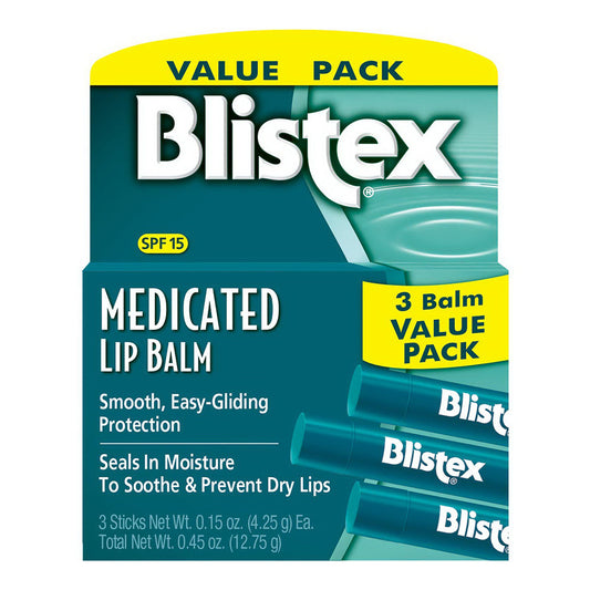 Blistex Medicated Lip Balm 0.15 Ounce - 3 Ea