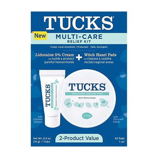 Tucks Multi-Care Relief Kit Witch Hazel Pads - 40Ct & Lidocaine Cream - 0.5Oz