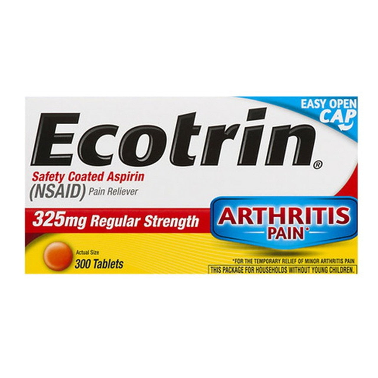 Ecotrin Regular Strength Safety Coated Enteric Aspirin Tablets 325 Mg 300 Ea