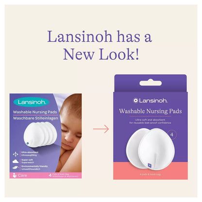 Lansinoh Reusable Nursing Pads For Breastfeeding Mothers, 4 Pads